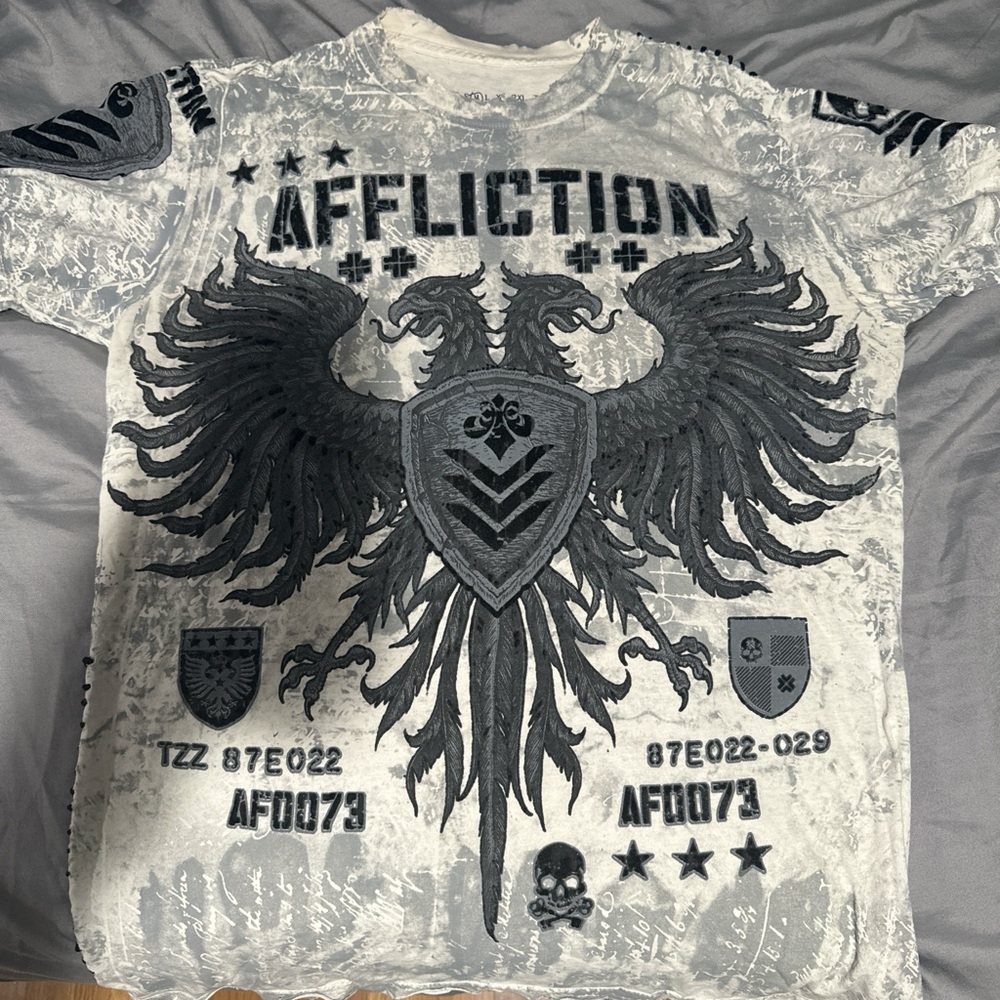 Affliction white eagle shirt